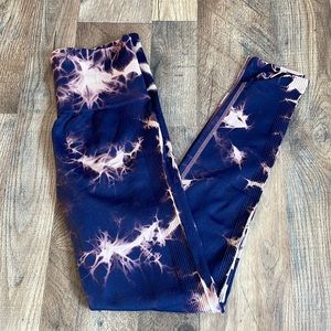 HALARA navy blue/pink tie dye butt lifting high rise leggings | XS-S